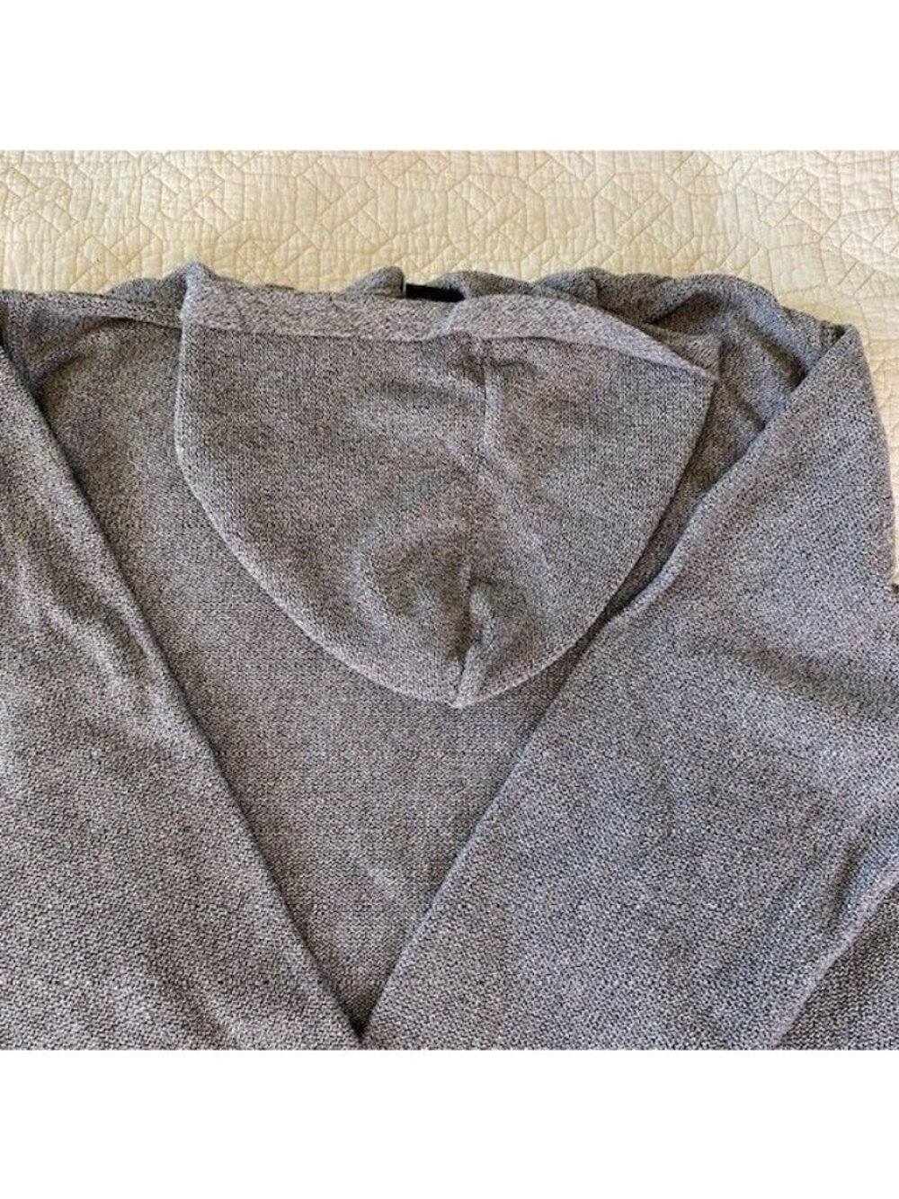 PrAna Knit Hoodie Sweater North Loop Organic Cotton Pullover XL Pebble Grey Cozy - Picture 5 of 11